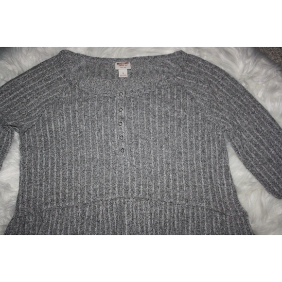 Mossimo Women's Sweater Gray Sz S Light Weight LS Hi-Low Hem Soft - Picture 2 of 6